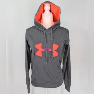 Under Armour Coldgear Gray Neon Orange Semi-Fitted Sweatshirt Hoodie Small